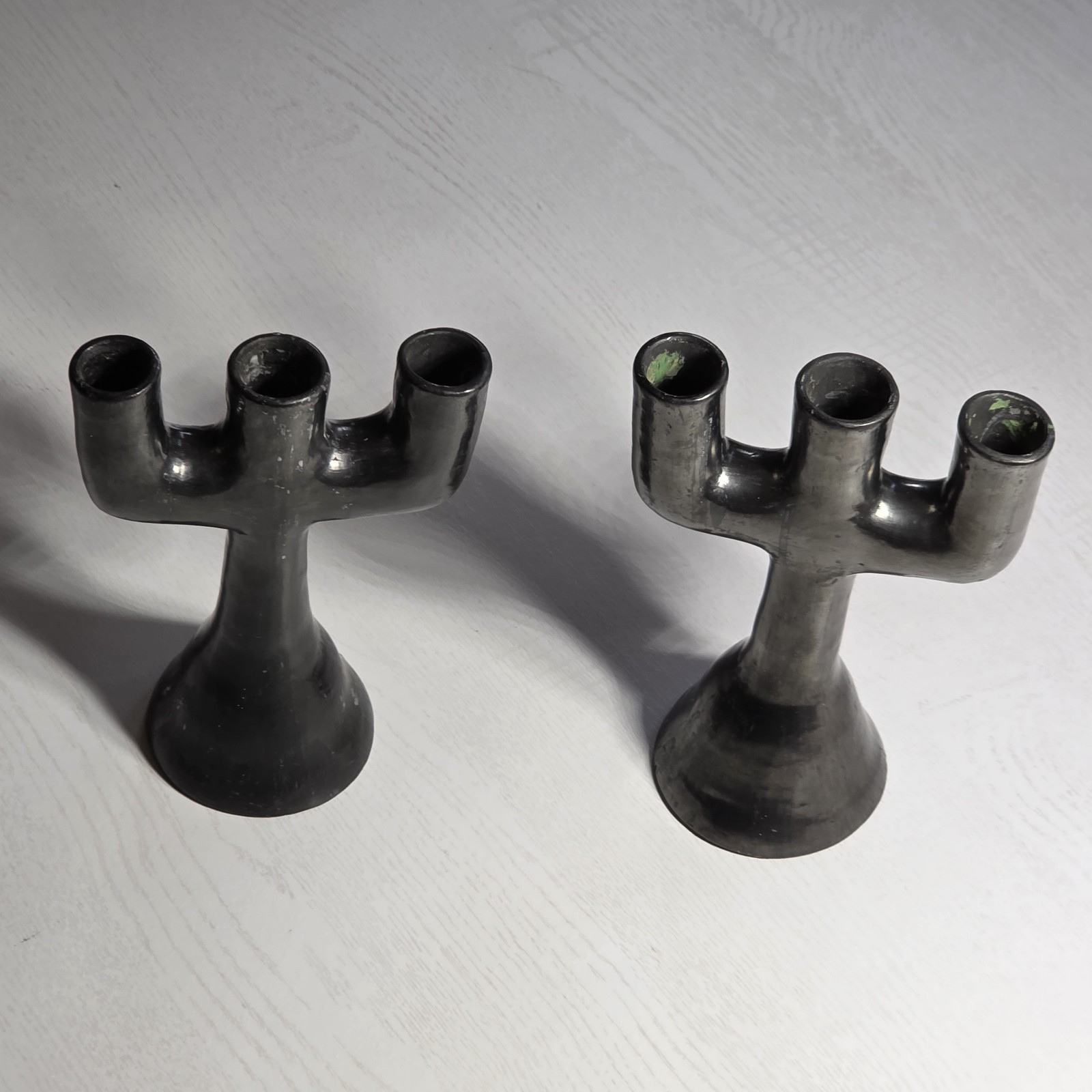 RARE VINTAGE Oaxacan Mexican Ceramic Candelabra Candle Holders RARE VINTAGE Oaxacan Mexican Ceramic Candelabra Candle Holders