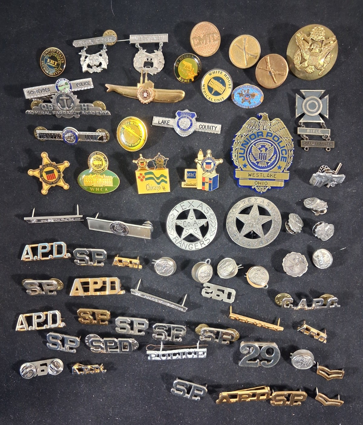 Vintage Police / US Military Badge & Pin Lot of 64 Pieces Vintage Police / US Military Badge & Pin Lot of 64 Pieces