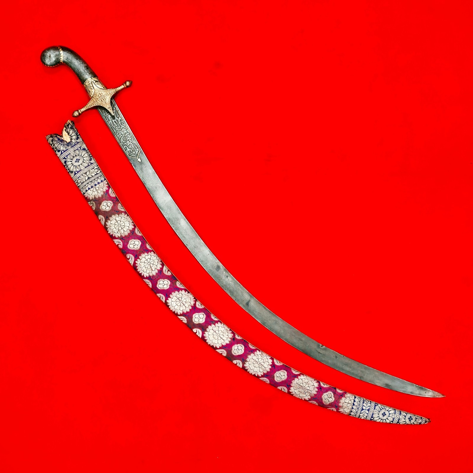 Indo Persian Mughal Ottoman Islamic Calligraphy Gold Koftgari Wootz Shamshir Indo Persian Mughal Ottoman Islamic Calligraphy Gold Koftgari Wootz Shamshir