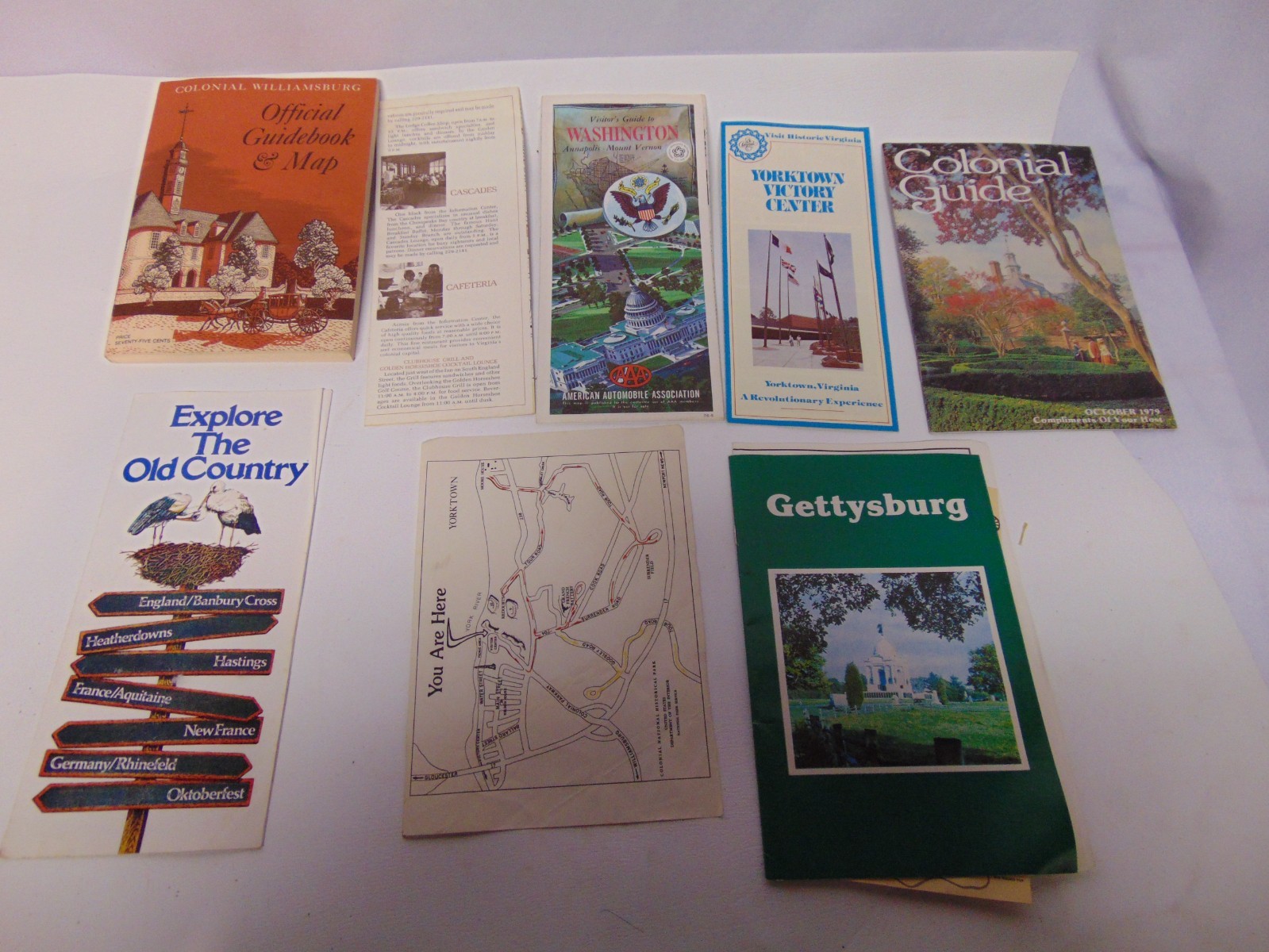 (8) 1970\'s Maps books Gettysburg Yorktown Williamsburg Annapolis Mount Vernon