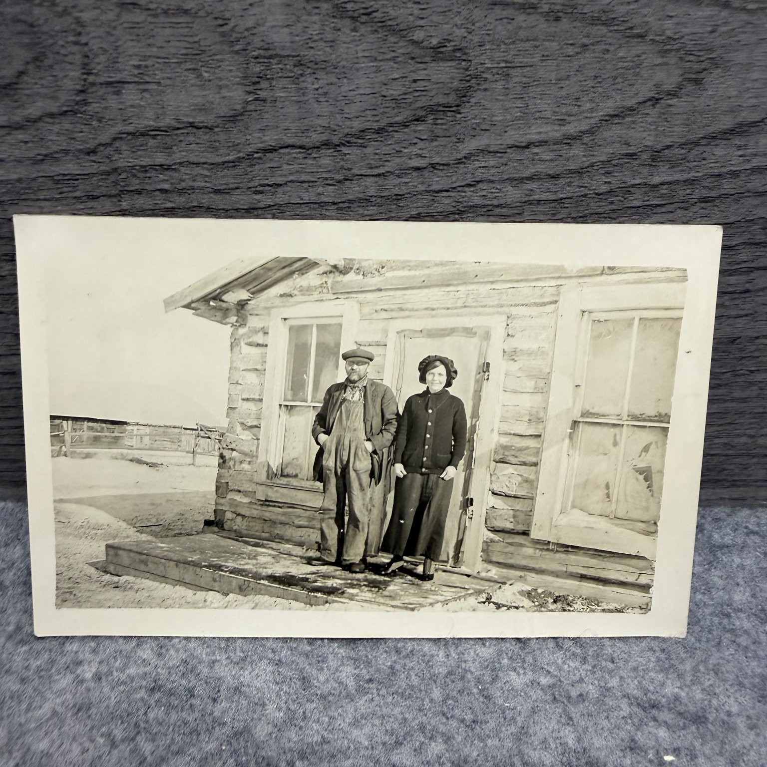 Vintage RPPC Man Woman Rural Cabin Portrait Real Photo Postcard c1920s Vintage RPPC Man Woman Rural Cabin Portrait Real Photo Postcard c1920s