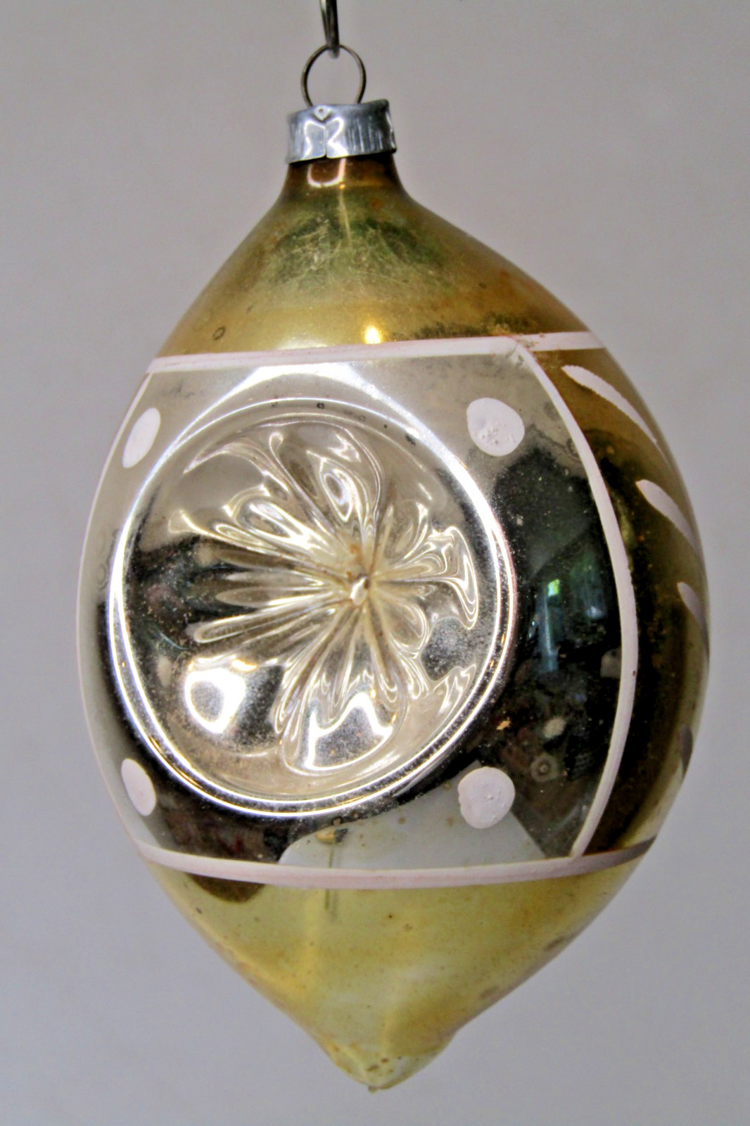 VTG Glass Multi Indent STAR Embossed Stencil DROP Christmas Ornament Germany