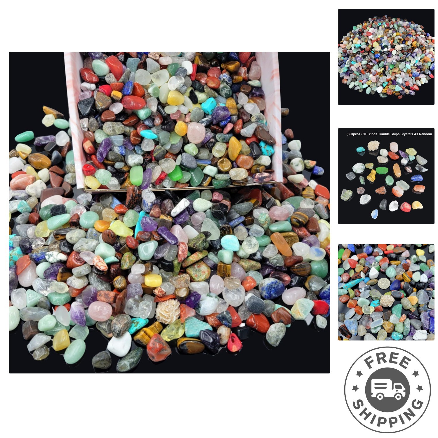 Diverse 800Pcs Crystals & Gemstones Set - Healing & Educational Rocks Collection