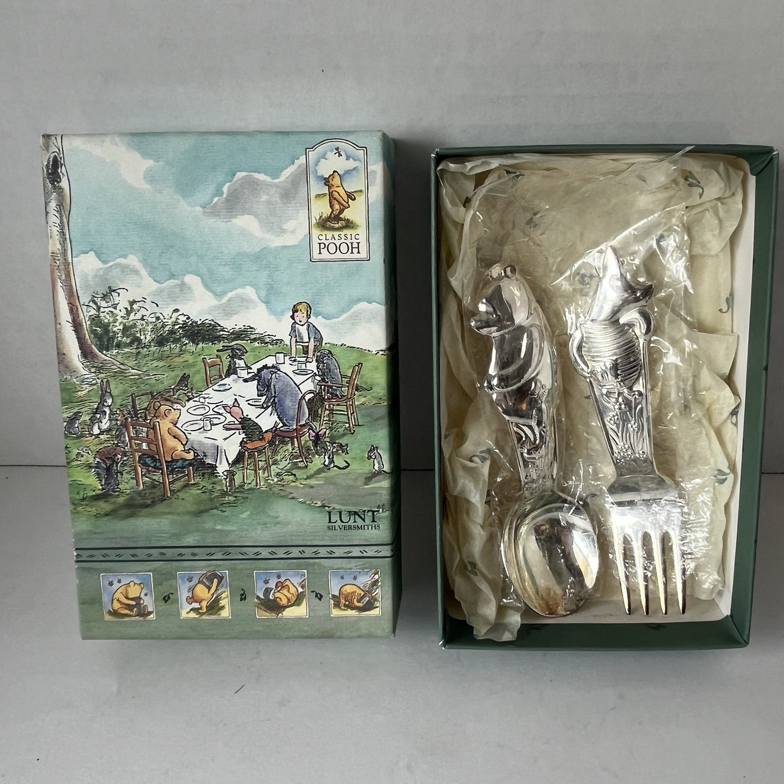 Lunt Silversmiths Classic Pooh Silverplate Baby Spoon and Fork Set Winnie Piglet Lunt Silversmiths Classic Pooh Silverplate Baby Spoon and Fork Set Winnie Piglet