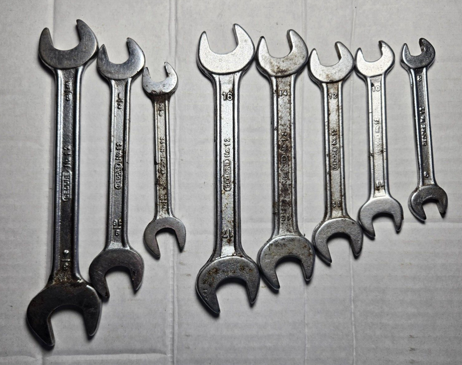 8 VINTAGE GEDORE SET NO. 12 WRENCHES, METRIC + SAE 8 VINTAGE GEDORE SET NO. 12 WRENCHES, METRIC + SAE