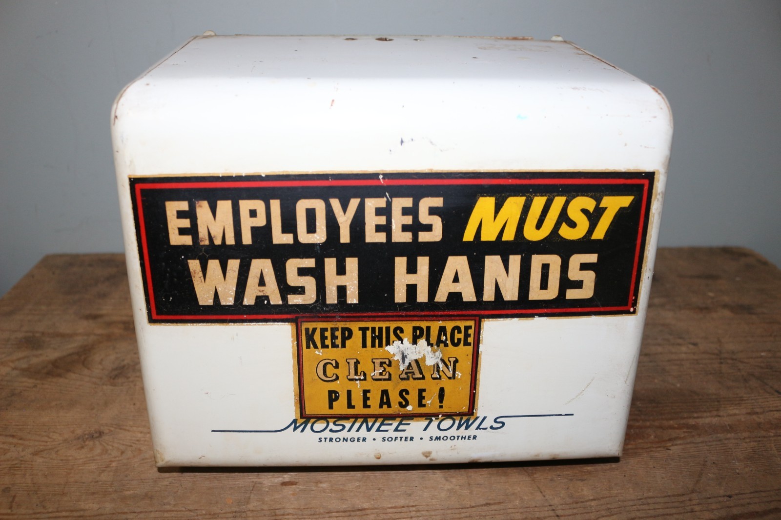 Vintage 1960's Mosinee Employees Must Wash Hands Restroom Paper Towel Dispenser Vintage 1960's Mosinee Employees Must Wash Hands Restroom Paper Towel Dispenser