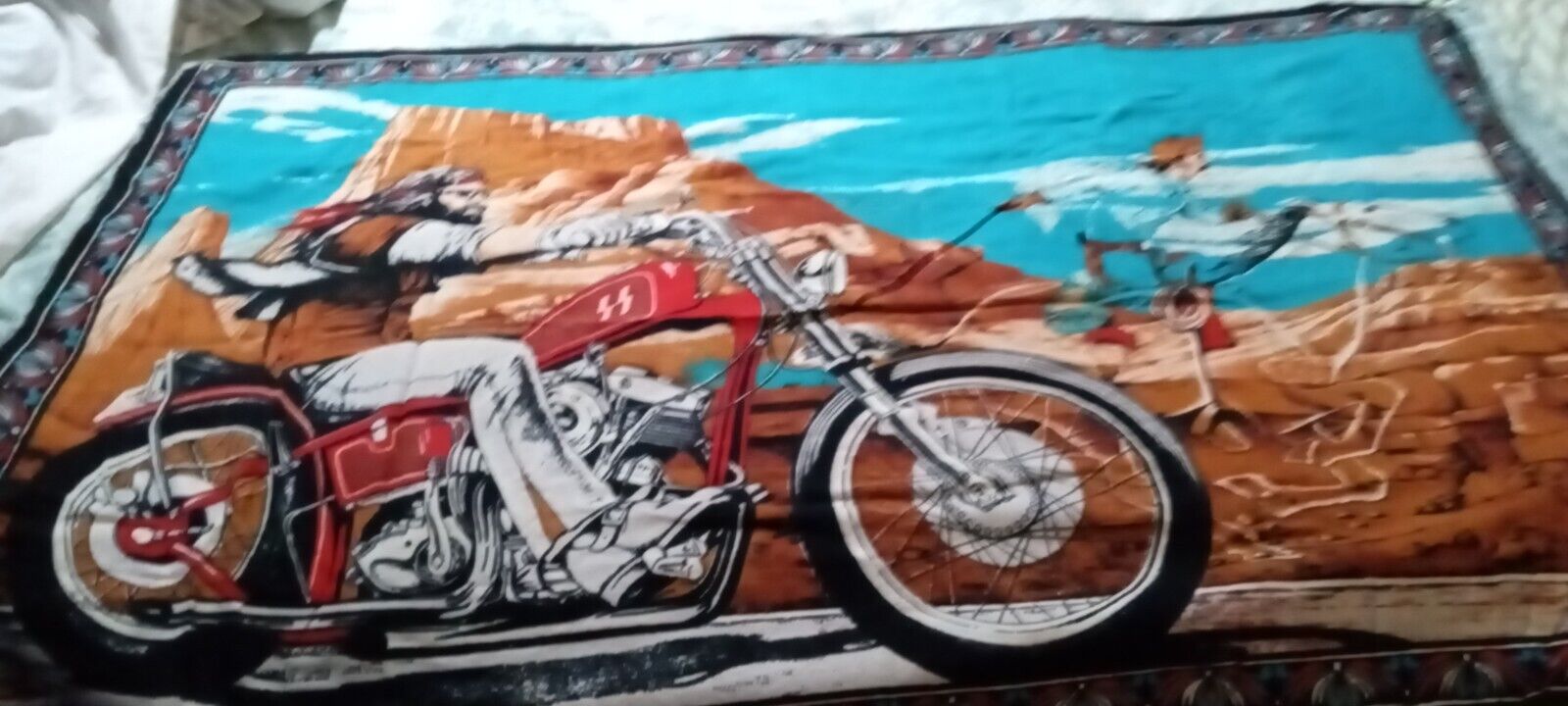 Vintag Ghost Rider David Dave Mann Art Wall Tapestry Harley Davidson Ghost Rider