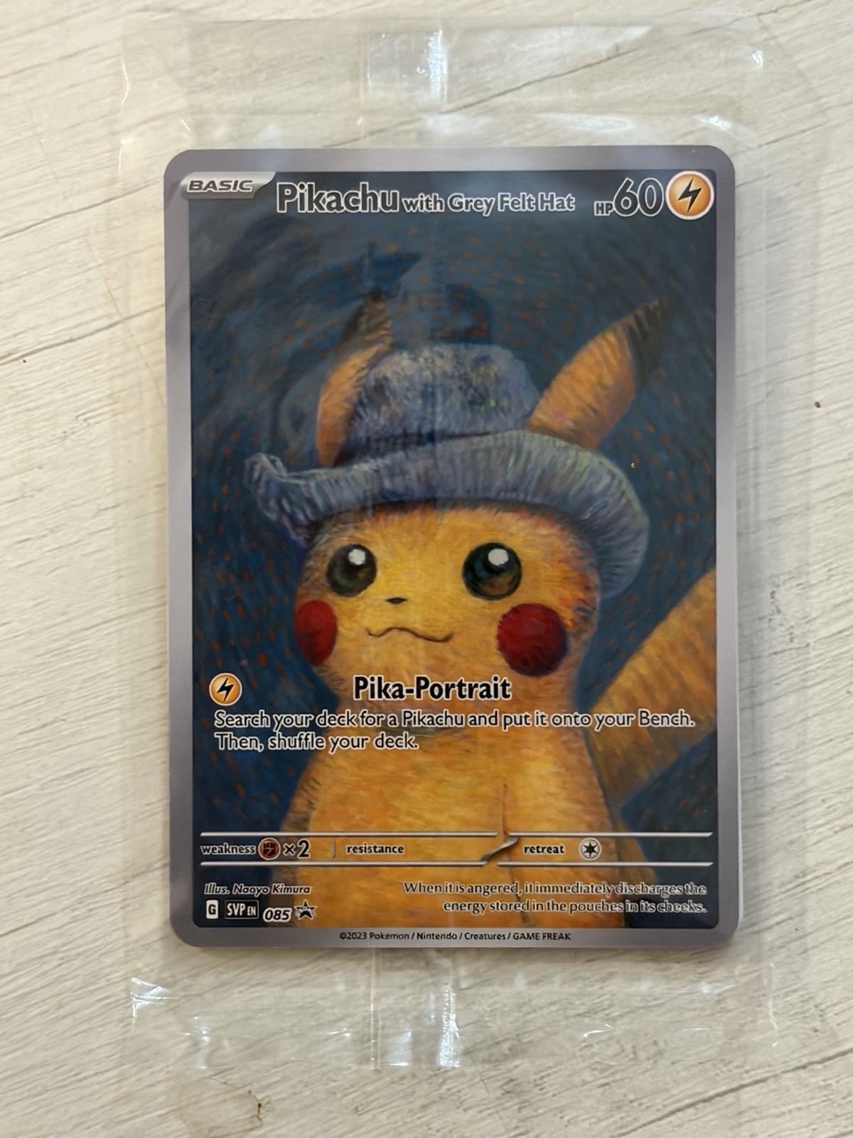 Pokemon Pikachu with Grey Felt Hat Please 085 English 60 HP 2023 Naoyo Kimura Pokemon Pikachu with Grey Felt Hat Please 085 English 60 HP 2023 Naoyo Kimura