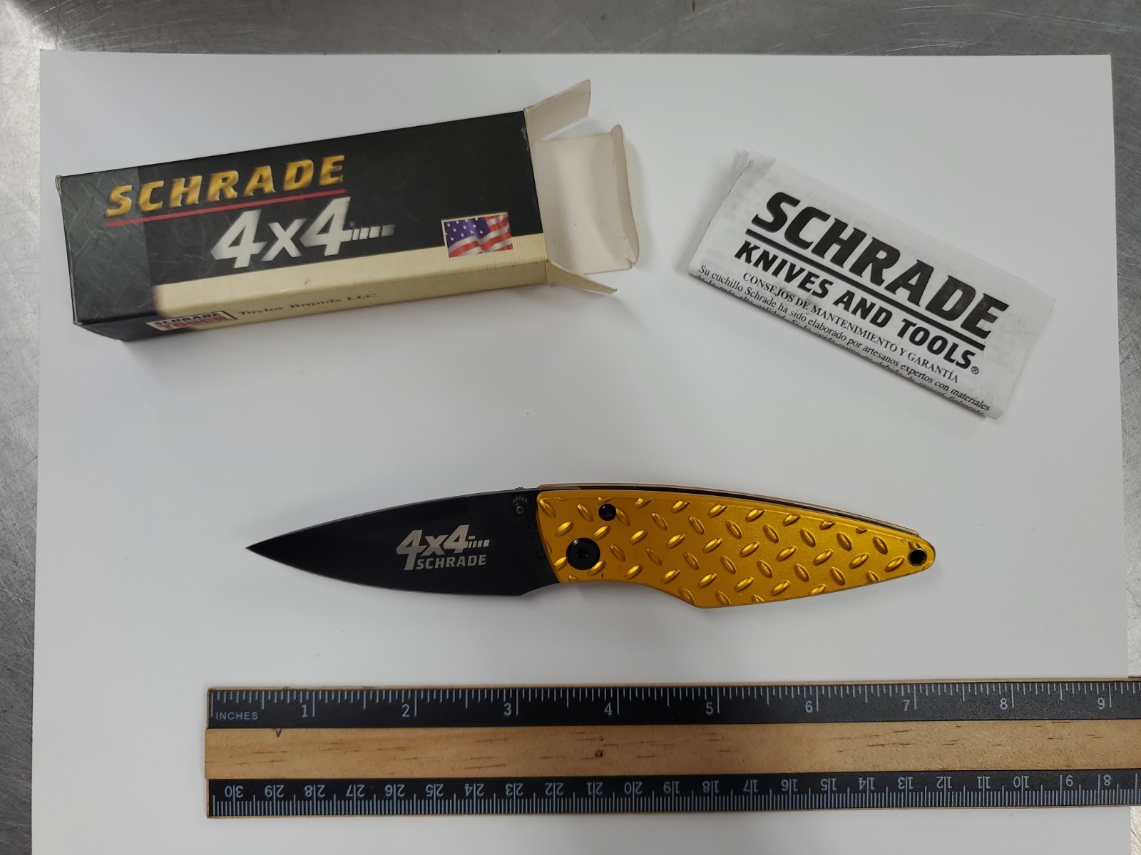 Schrade 4x4 Vintage Folding Knife NIB Gold Schrade 4x4 Vintage Folding Knife NIB Gold