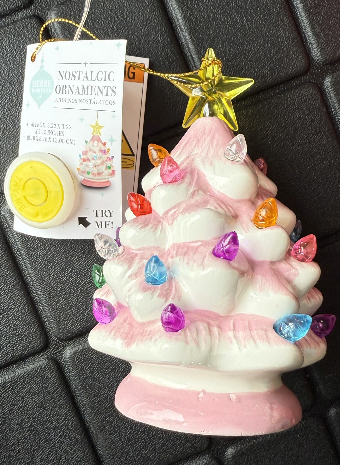🎄Merry Moments🎄Nostalgic Pink Ceramic Christmas Tree Ornament, Lights Up 🎄Merry Moments🎄Nostalgic Pink Ceramic Christmas Tree Ornament, Lights Up