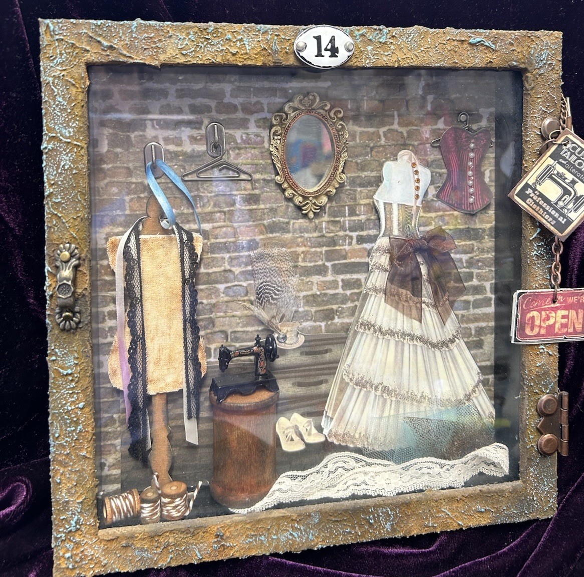 Victorian Style 3D Shadow Box Dress Maker Alterations Glass 10” EUC Victorian Style 3D Shadow Box Dress Maker Alterations Glass 10” EUC