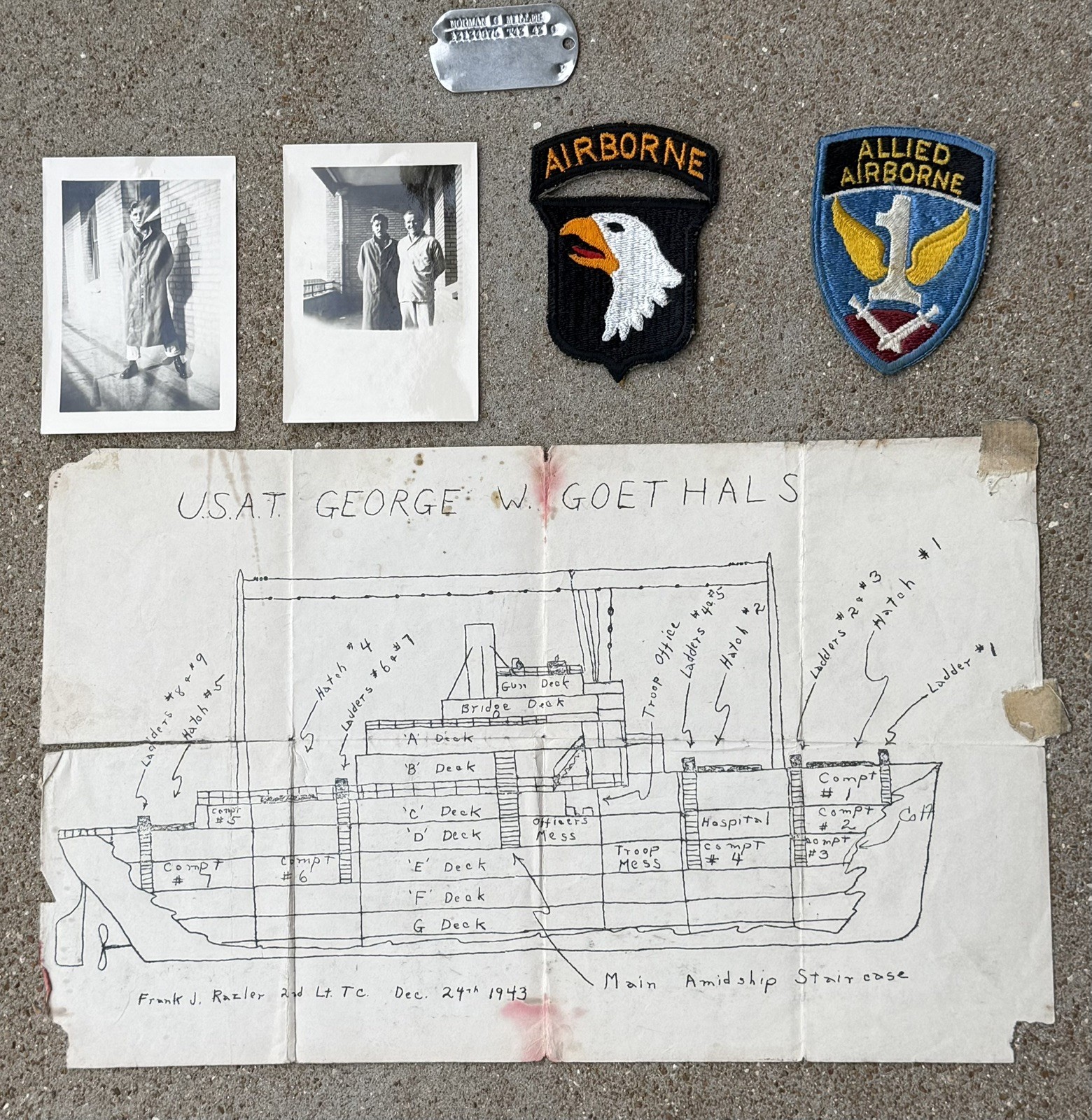 Original WW2 D-Day Normandy 501st 101st Airborne Paratrooper Named grouping 