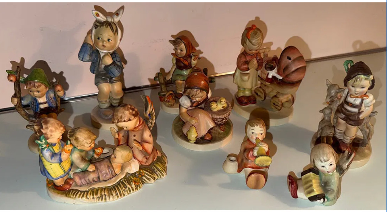 9 Goebel Hummel Porcelain Figurines, Germany & West Germany