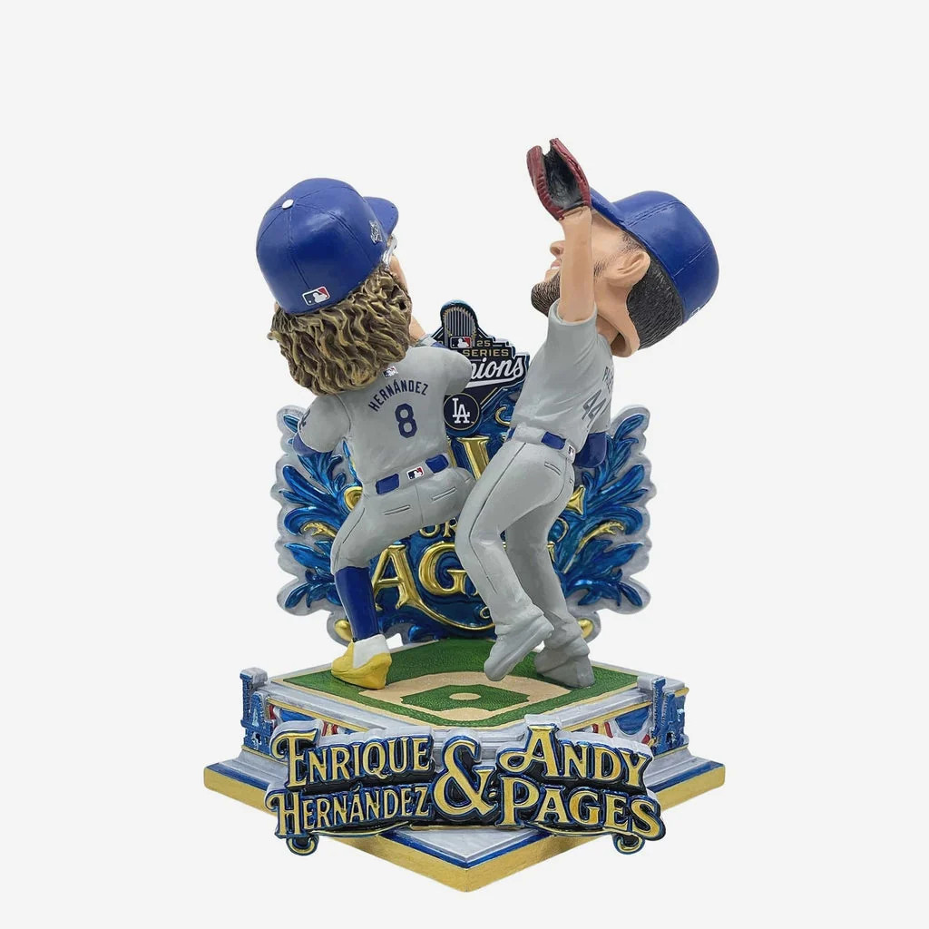 Andy Pages Kike Hernandez Los Angeles Dodgers World Series The Catch Bobblehead Andy Pages Kike Hernandez Los Angeles Dodgers World Series The Catch Bobblehead