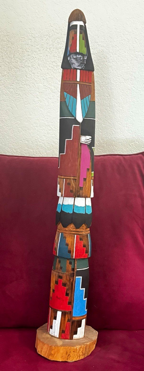 Hand Painted Wood Kachina Figurine Sculpture Signed Multicolor Native American Hand Painted Wood Kachina Figurine Sculpture Signed Multicolor Native American