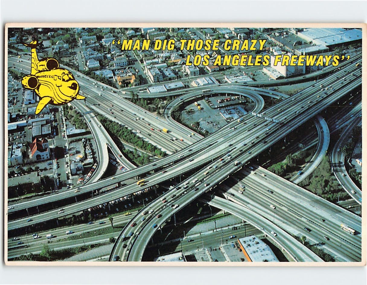 Postcard Spectacular Aerial View of the Freeway in Los Angeles California USA Postcard Spectacular Aerial View of the Freeway in Los Angeles California USA