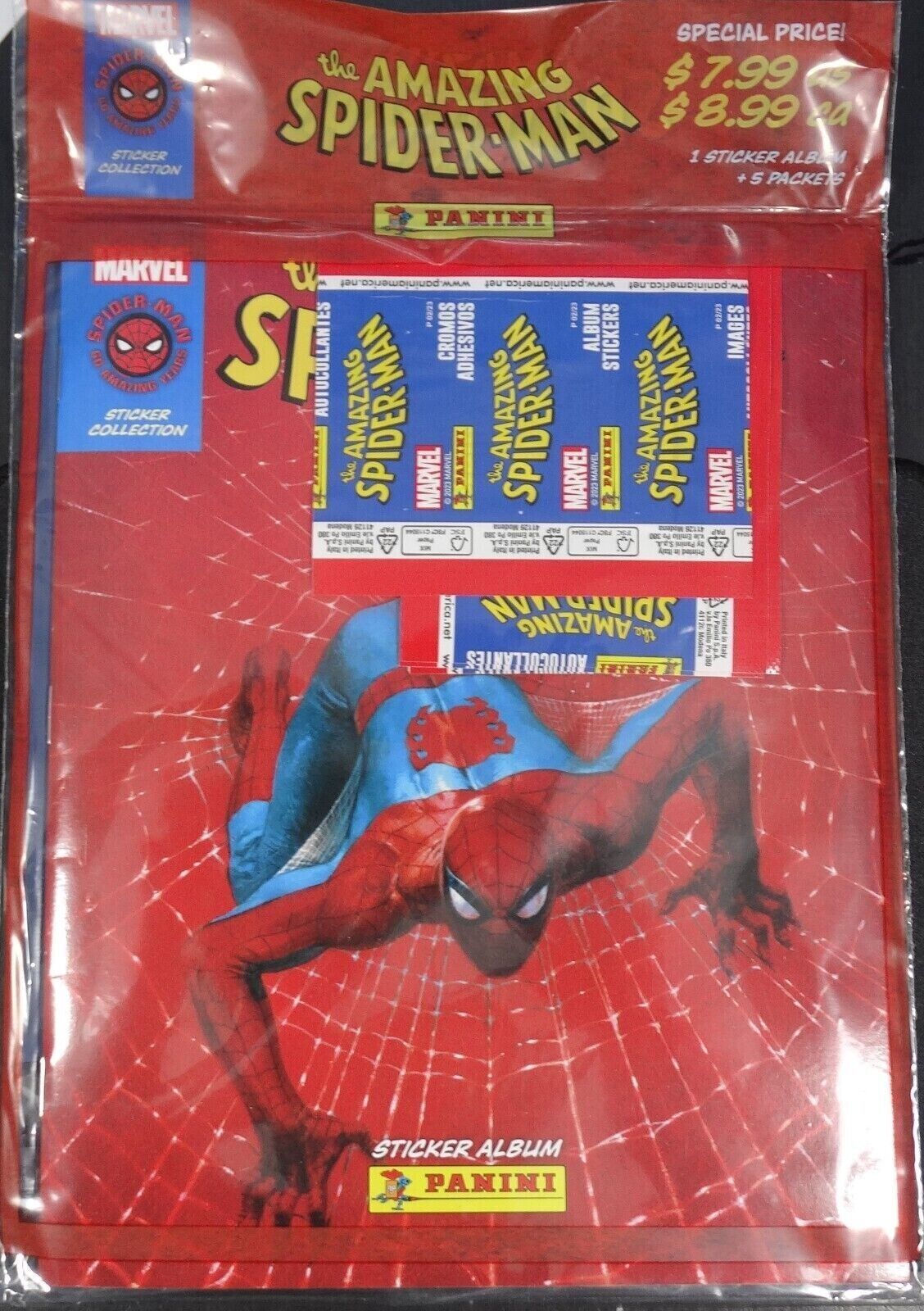 2023 Panini 60th Amazing Spider-Man Sticker Album Book & 5 Sticker Packets NEW