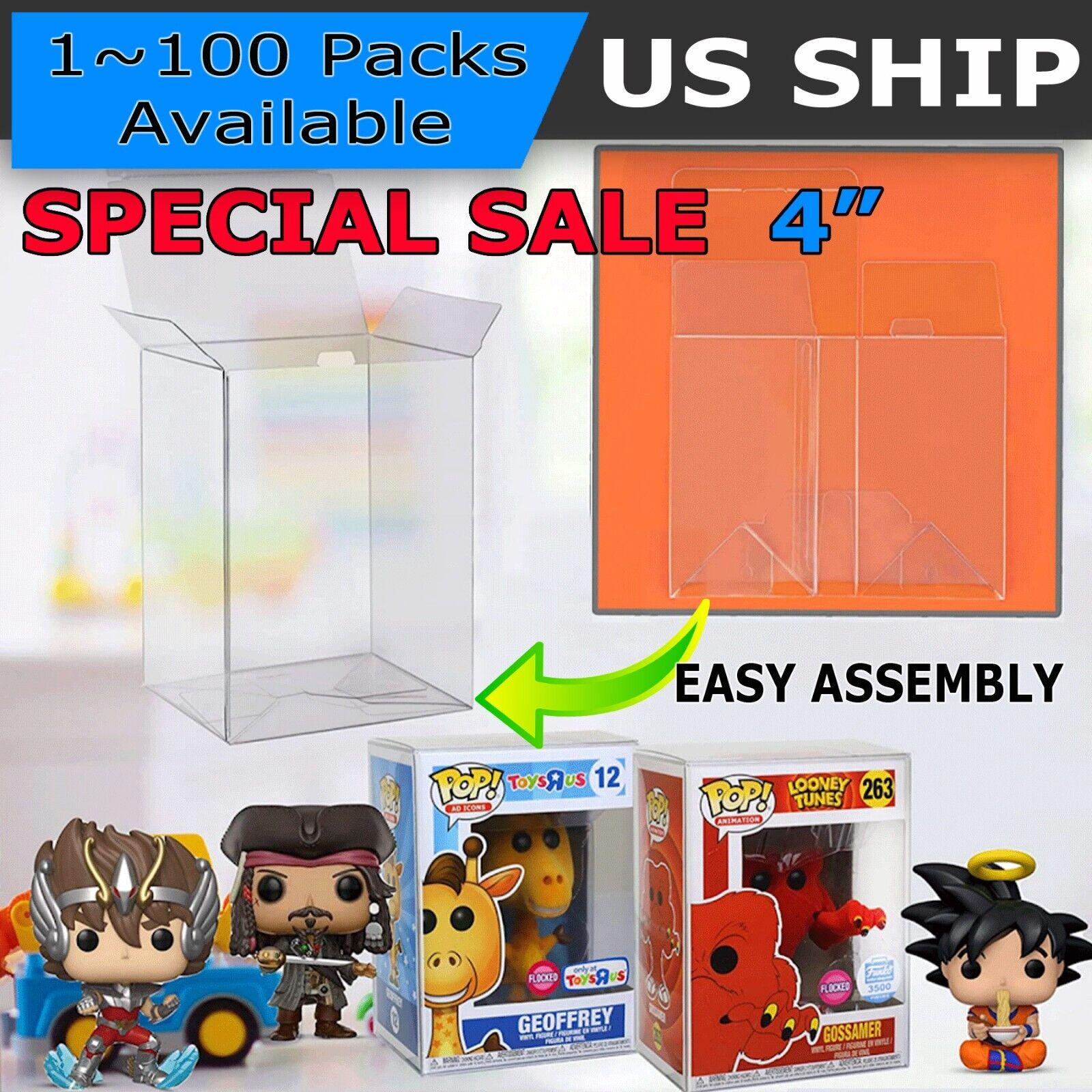 Extra Thick Heavy Duty Clear Plastic Protector Case for Funko Pop 4\