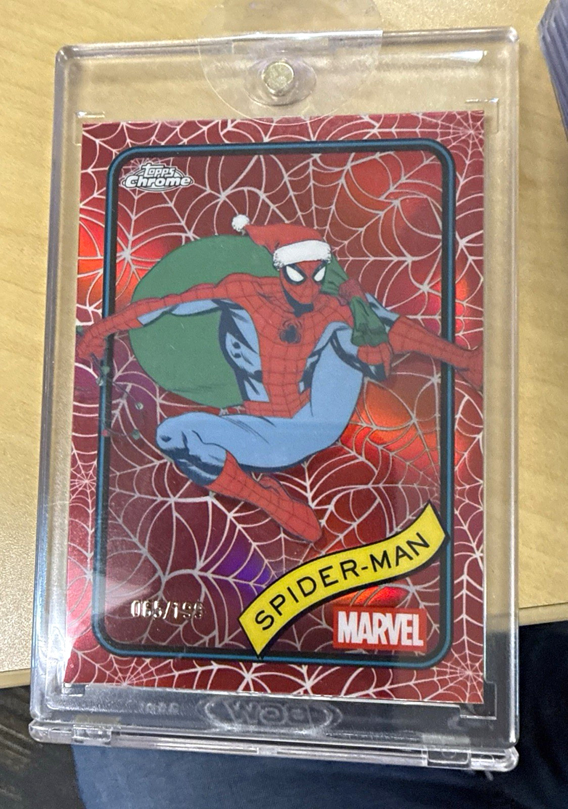 2025 Topps Chrome Marvel Spider-Man #101 Employee Exclusive Red Web /199 065/199 2025 Topps Chrome Marvel Spider-Man #101 Employee Exclusive Red Web /199 065/199