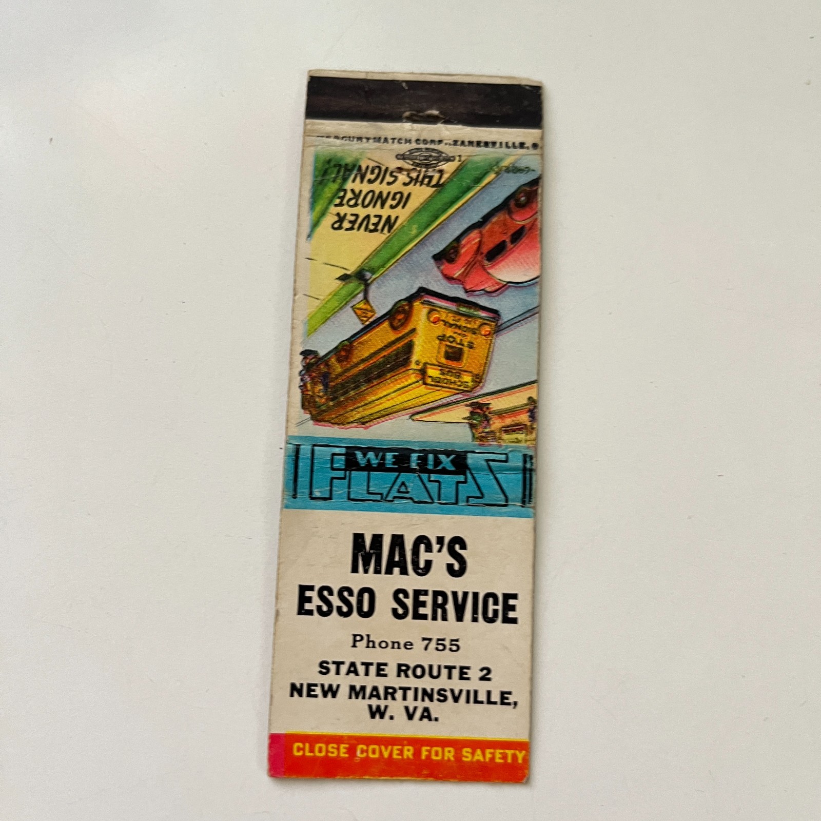 Mac\'s Esso Service New Martinsville W. VA Vintage Matchbook Cover TMB77-4 Mac\'s Esso Service New Martinsville W. VA Vintage Matchbook Cover TMB77-4