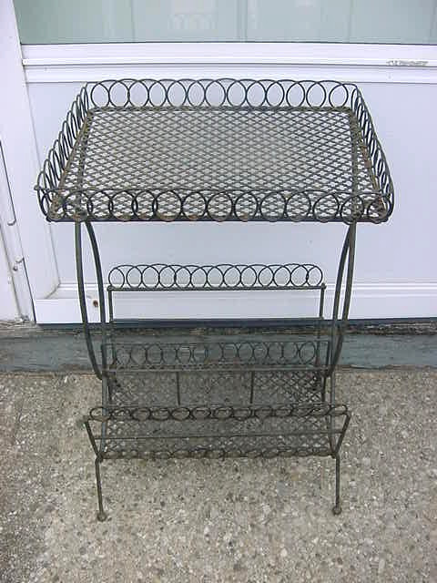 RARE VINTAGE MCM ATOMIC METAL WIRE MESH PLANT STAND TABLE MAGAZINE RACK RARE VINTAGE MCM ATOMIC METAL WIRE MESH PLANT STAND TABLE MAGAZINE RACK
