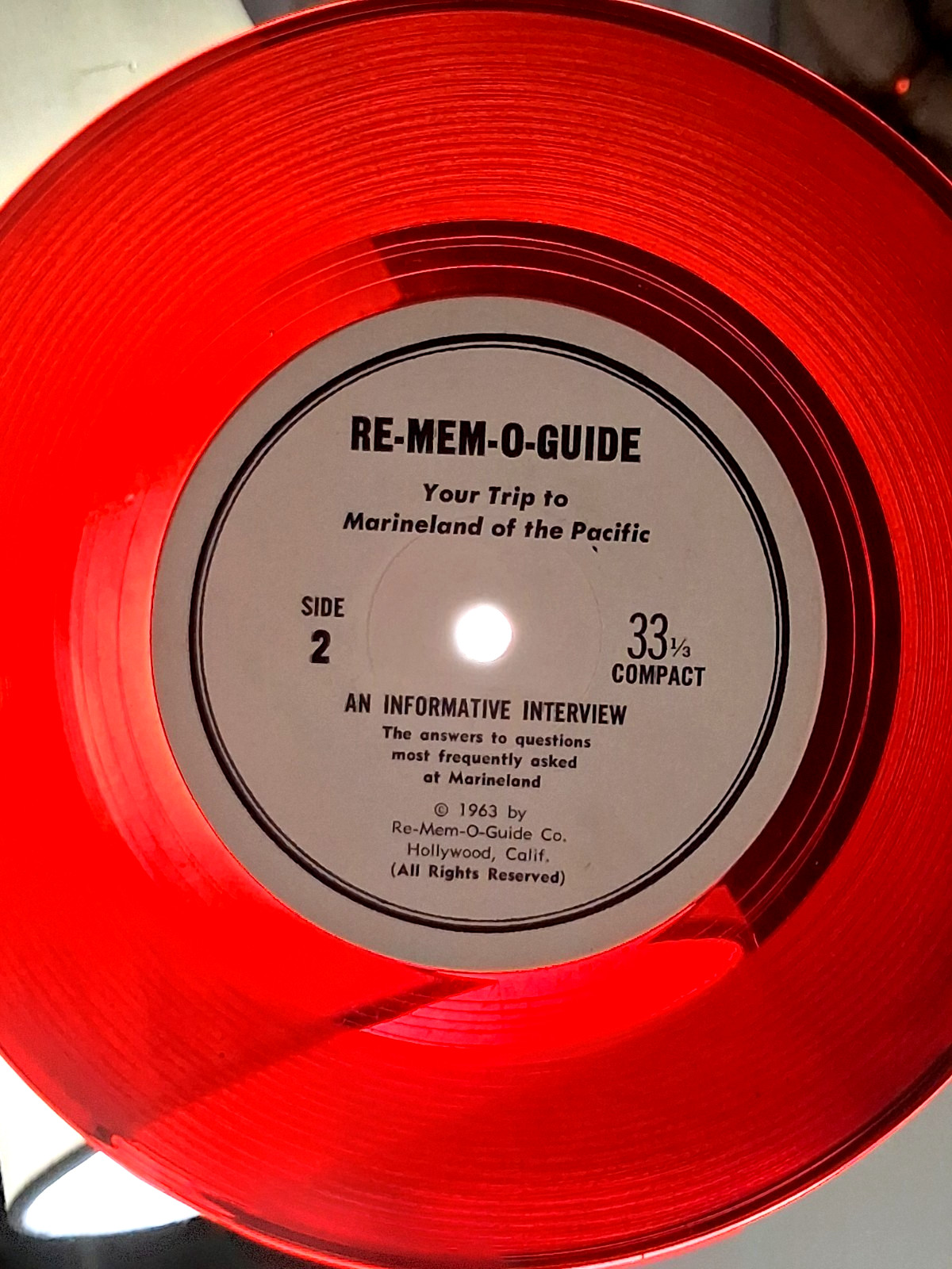 Vintage Marineland 1963 Souvenir Record 33 RPM Vintage Marineland 1963 Souvenir Record 33 RPM