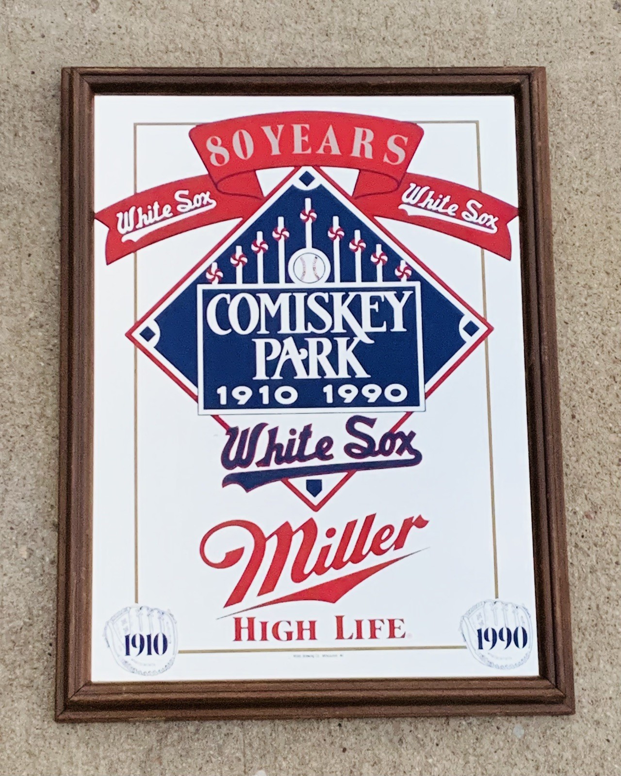 Miller High Life COMISKEY PARK Chicago White Sox Mirror 80 Yrs 1910-1990 MLB Miller High Life COMISKEY PARK Chicago White Sox Mirror 80 Yrs 1910-1990 MLB