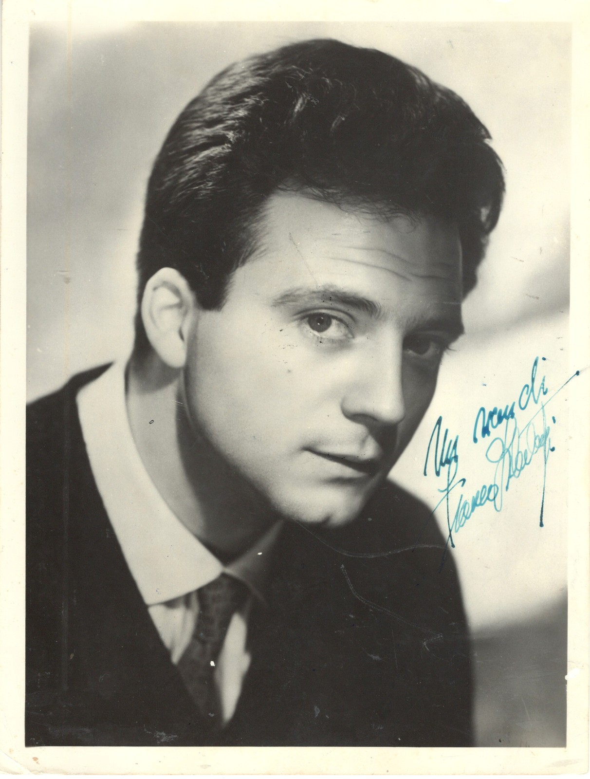 ITALIAN HANDSOME ACTOR FRANCO INTERLENGHI, SIGNED VINTAGE STUDIO PHOTO