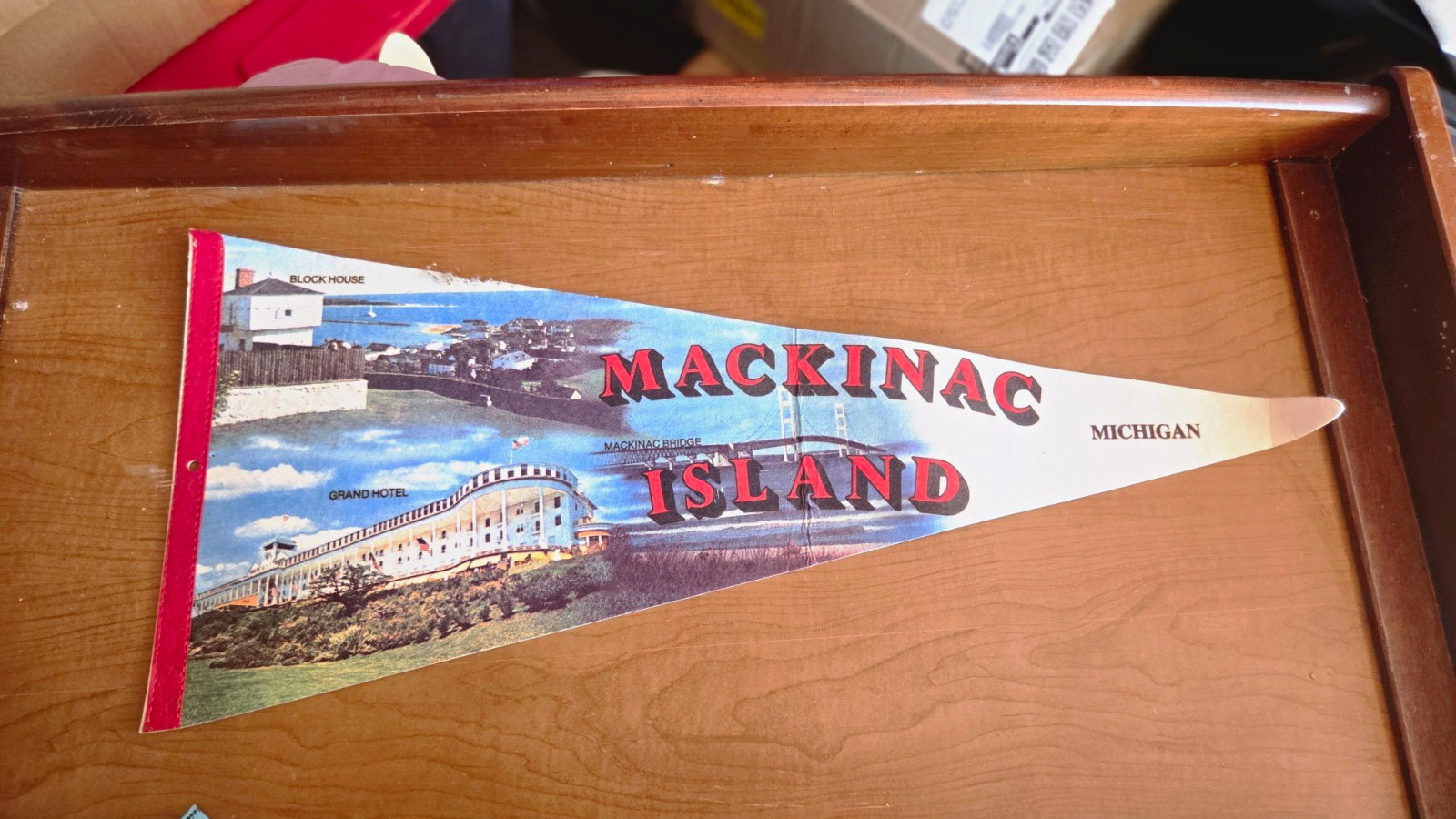 Mackinac Island Michigan Souvenir Pennant Flag - Michigan State Travel Keepsake