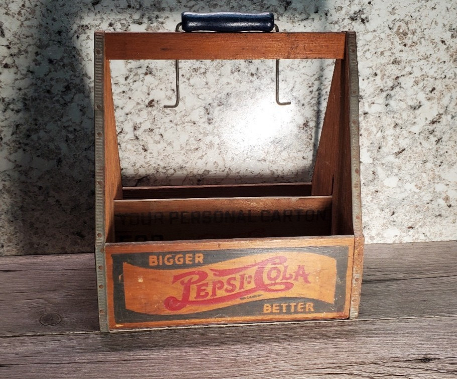Vintage 30s 40s Wood Pepsi Cola Bottle Carrier Crate Bigger Better Cart Vintage 30s 40s Wood Pepsi Cola Bottle Carrier Crate Bigger Better Cart