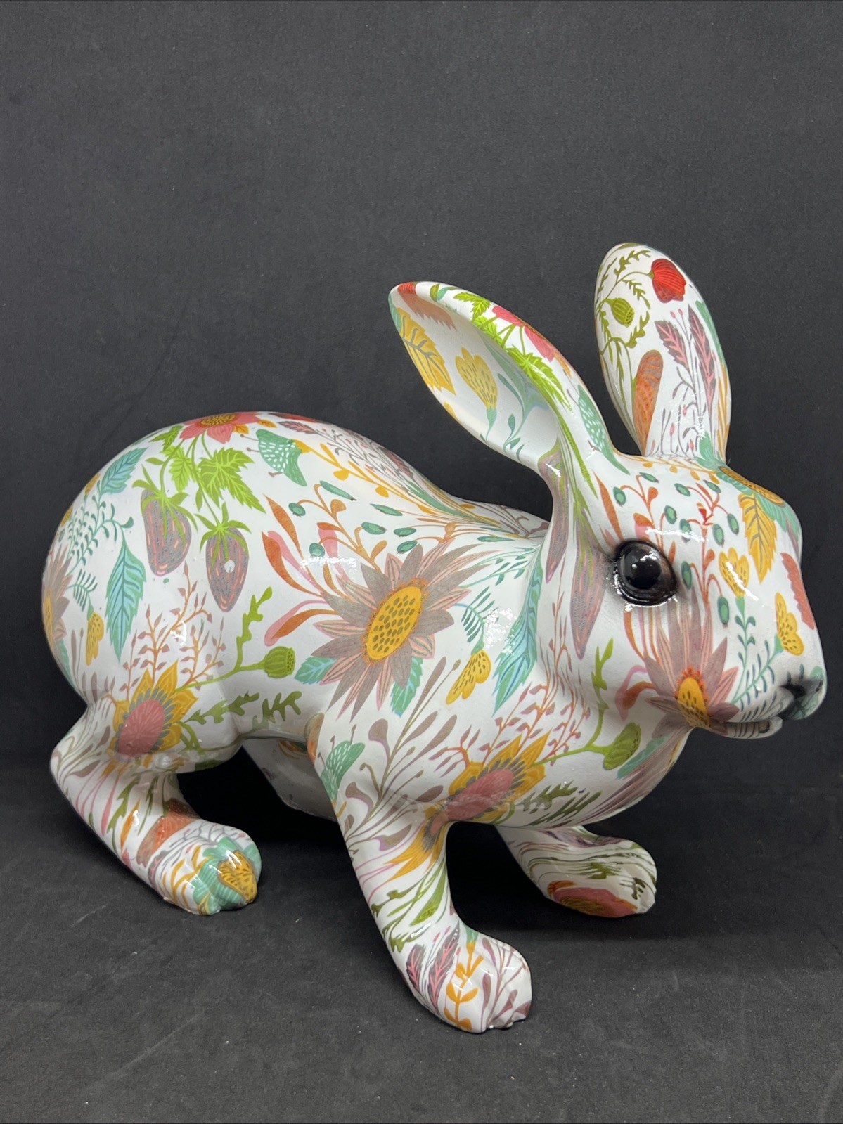 NEW Vintage Easter Floral Bunny Rabbit Resin Spring Decor NEW Vintage Easter Floral Bunny Rabbit Resin Spring Decor