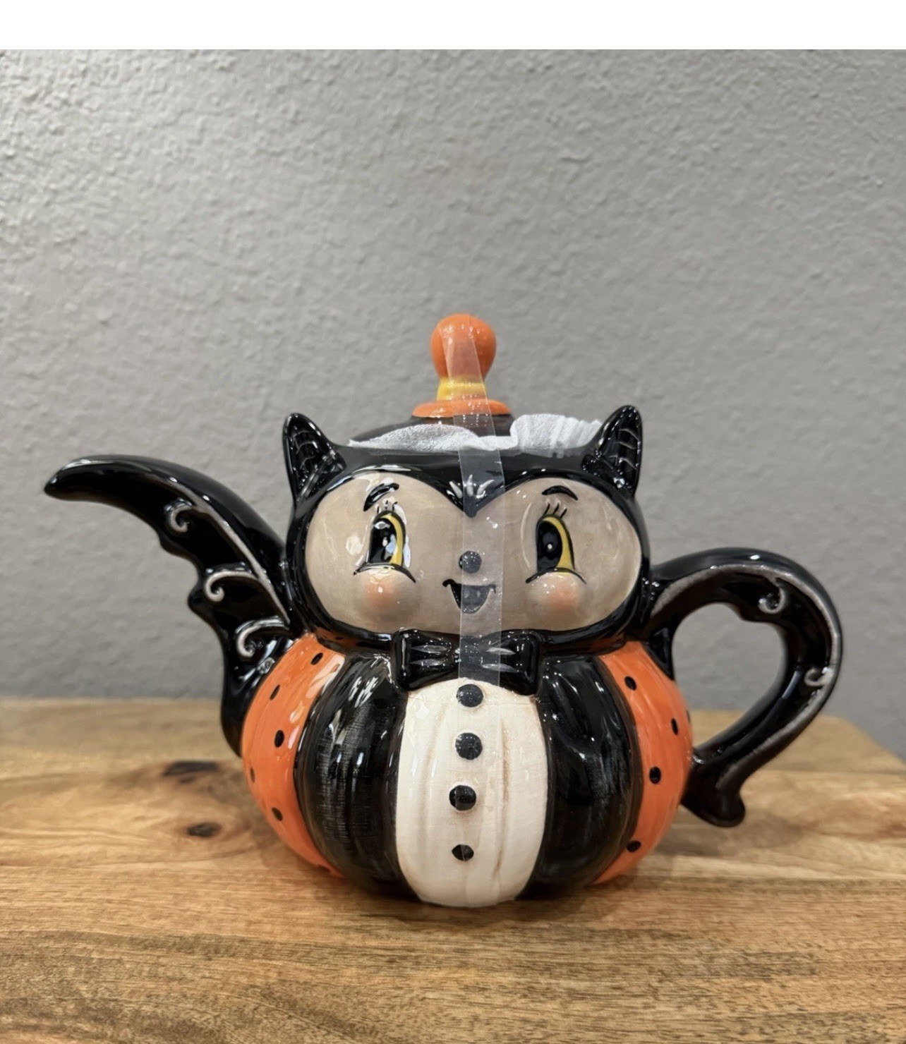 🧡🖤New Johanna Parker Nostalgia Halloween Bat Teapot HTF 🧡🖤New Johanna Parker Nostalgia Halloween Bat Teapot HTF