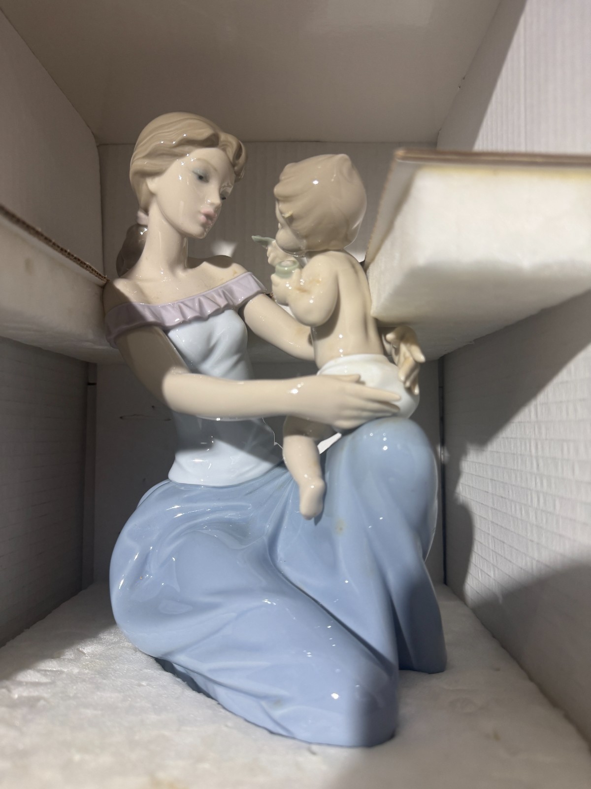 Lladro #6705 6705  One For You, One For Me Porcelain Woman w Baby Rare good cond