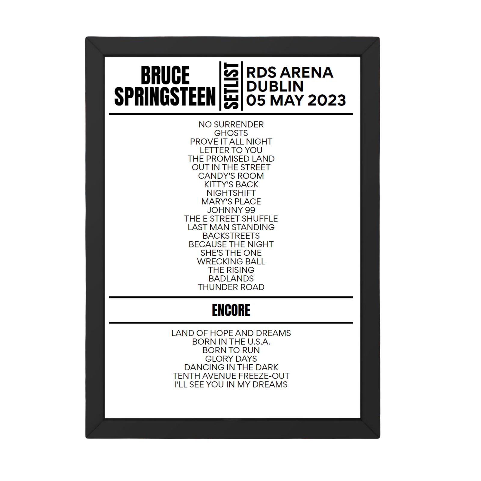 Bruce Springsteen Dublin May 5th 2023 Setlist