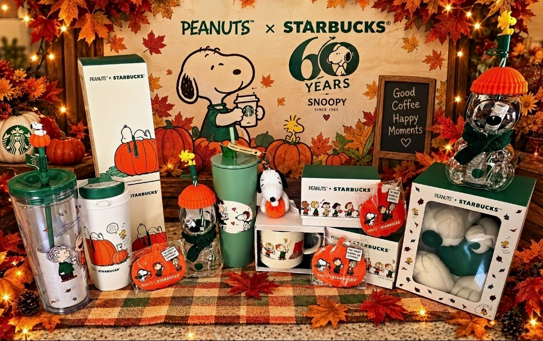 Starbucks Peanuts 60 Years Snoopy Mug & Drinkware Set Multicolor