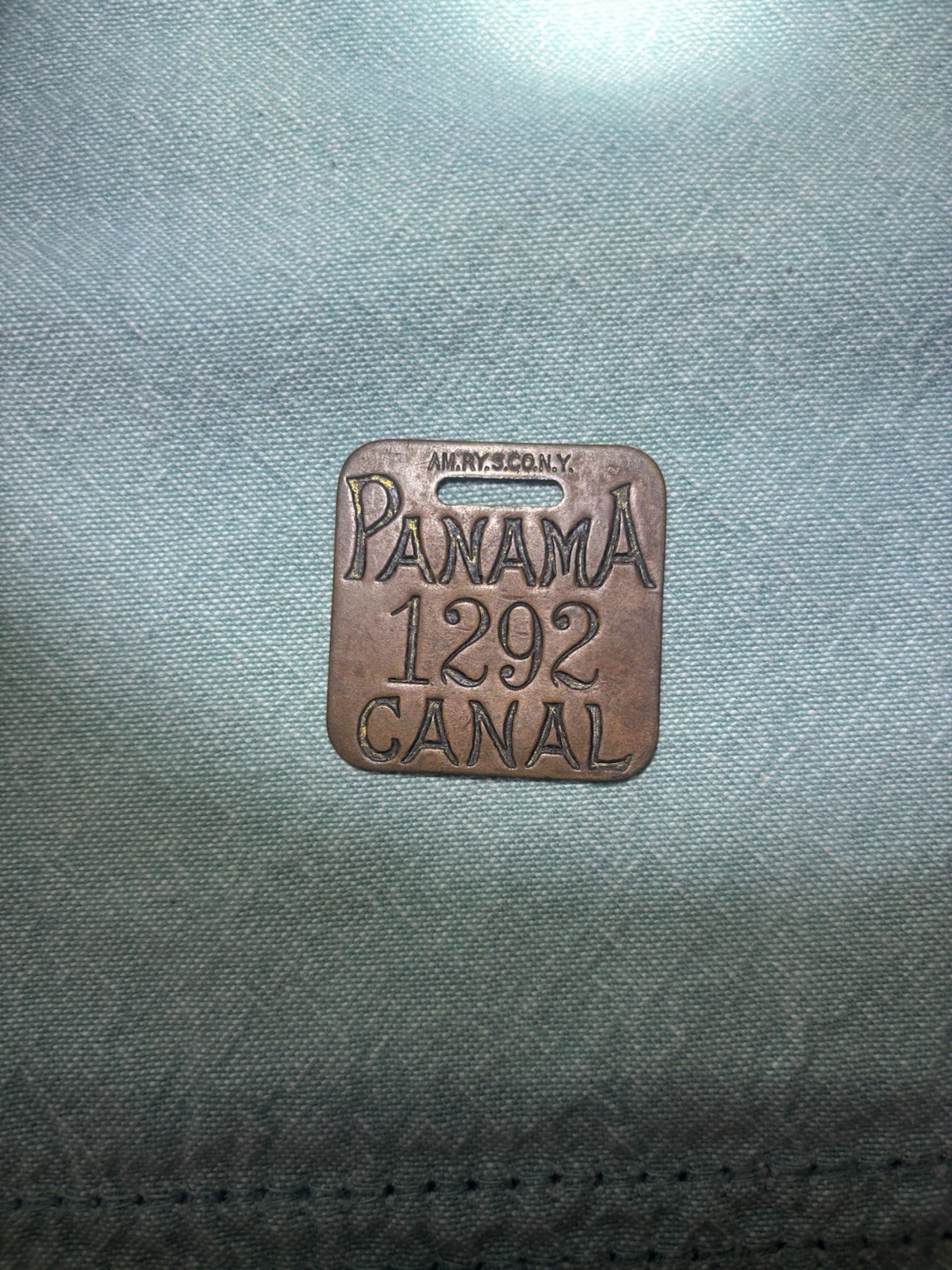 AM.RYS.CO.N.Y. Panama Canal 1292 Brass Tag Badge Brass Tag/Badge