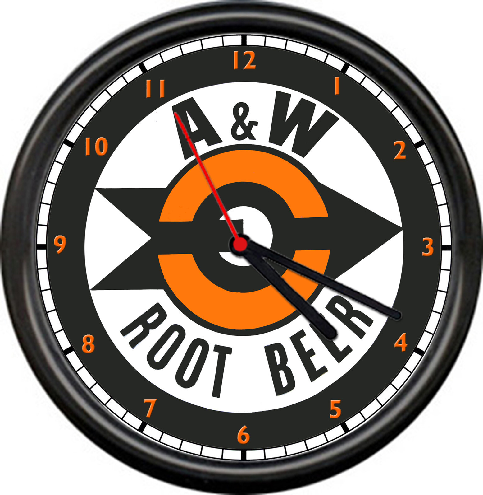 A&W A & W Rootbeer Root Beer Logo Retro Vintage Style 60's Diner Sign Wall Clock A&W A & W Rootbeer Root Beer Logo Retro Vintage Style 60's Diner Sign Wall Clock