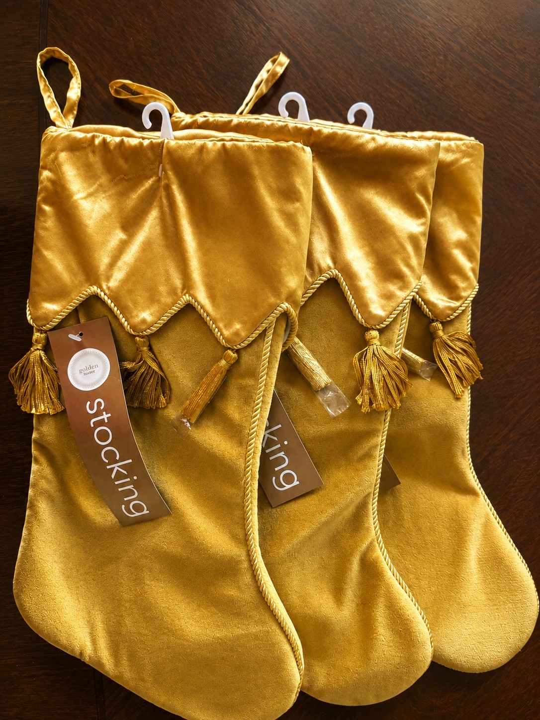 NWT Vintage Martha Stewart Everyday Golden Luster Christmas Stockings- Set of 3