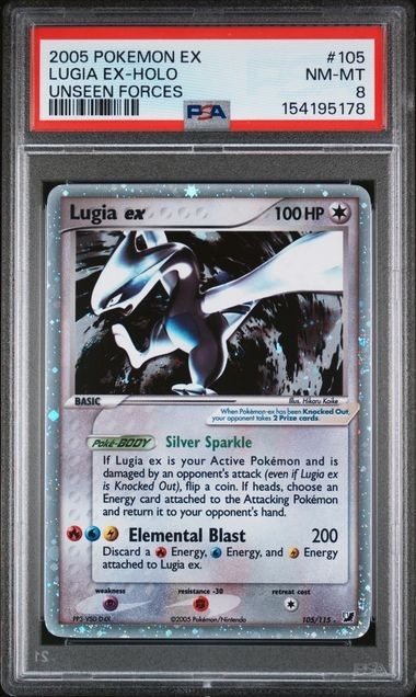 2005 POKEMON EX UNSEEN FORCES #105 LUGIA EX-HOLO PSA 8 MINT 2005 POKEMON EX UNSEEN FORCES #105 LUGIA EX-HOLO PSA 8 MINT