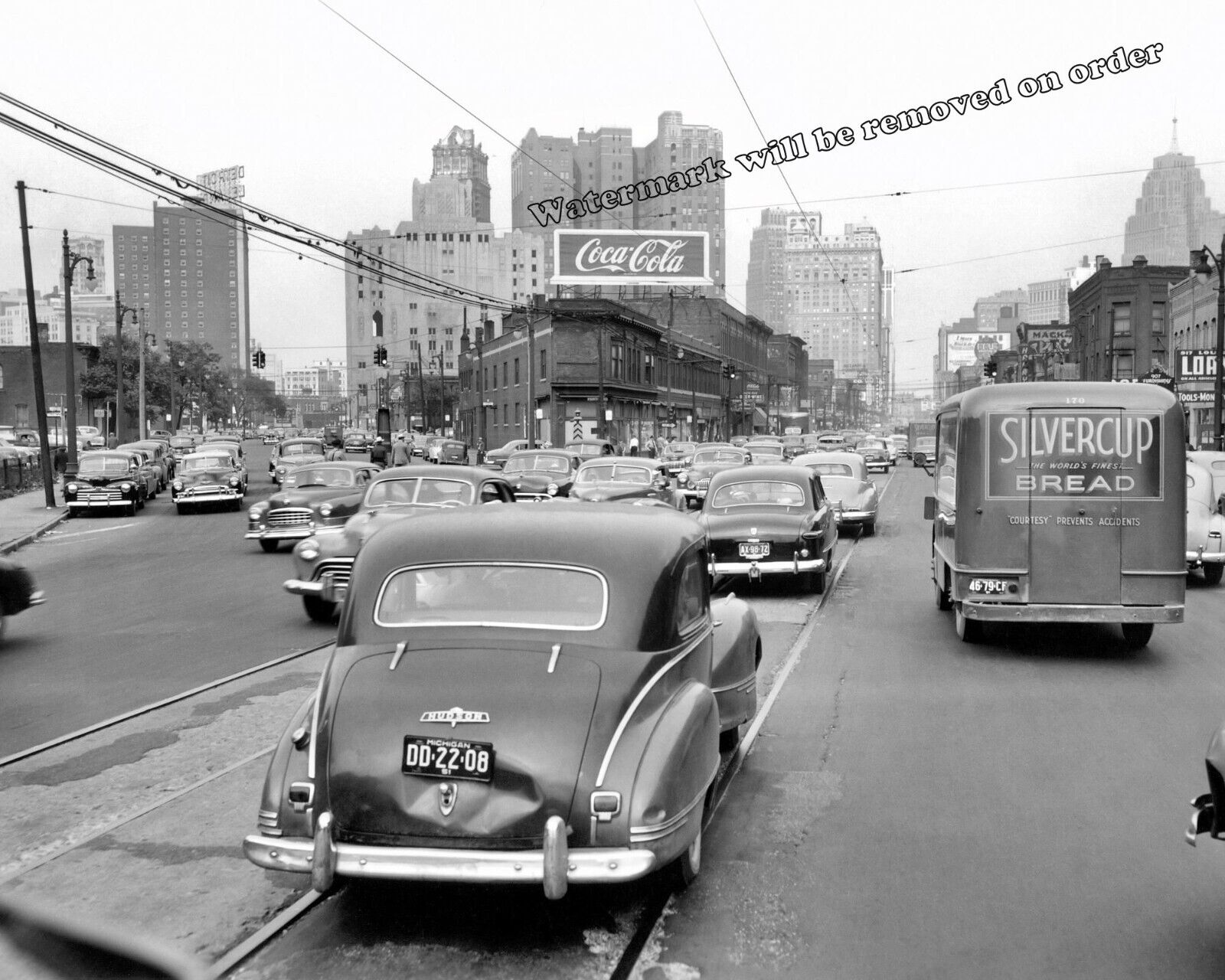 Photograph Vintage Detroit Street Michigan Boulevard Year 1951