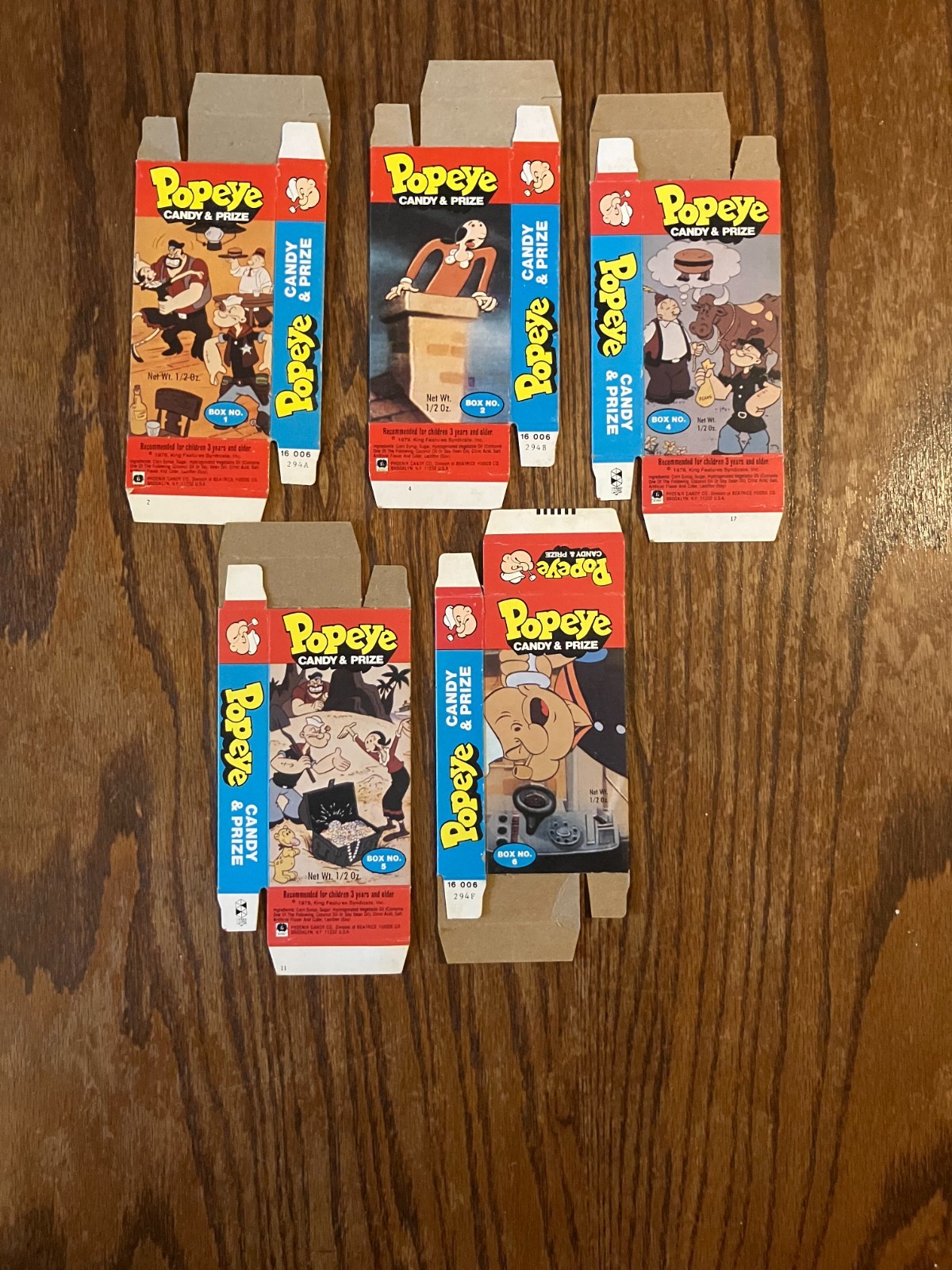 POPEYE candy & toy box : 5 candy boxes 1950\'s KING FEATURES POPEYE candy & toy box : 5 candy boxes 1950\'s KING FEATURES