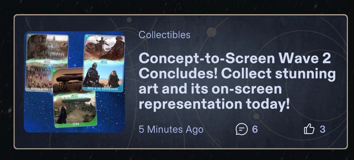 CONCEPT TO SCREEN WAVE 2 DROP 3 RARE+UC 8 CARD TOPPS STAR WARS CARD TRADER CONCEPT TO SCREEN WAVE 2 DROP 3 RARE+UC 8 CARD TOPPS STAR WARS CARD TRADER
