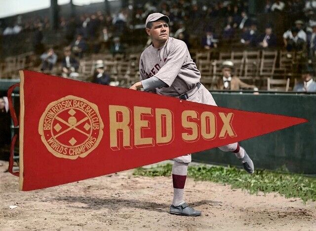 Spectacular 1915 Boston Red Sox Babe Ruth Era World Champions Baseball Pennant