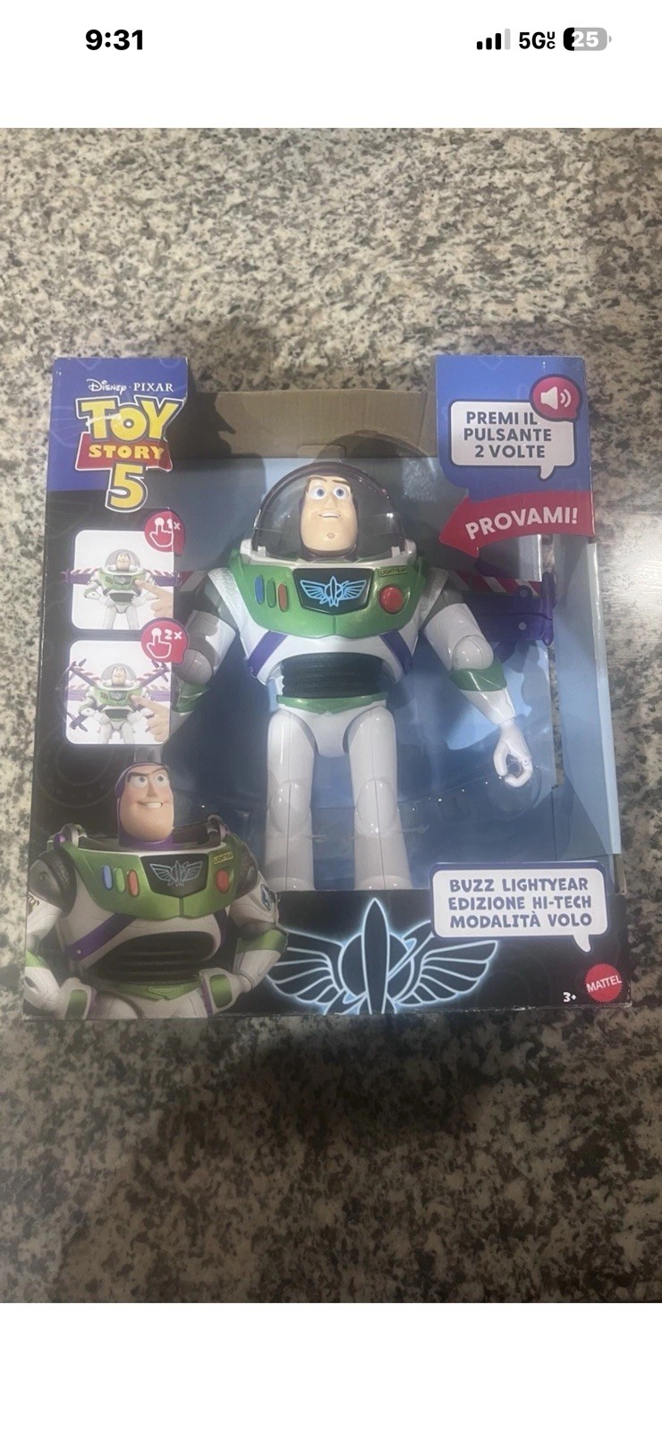  Pixar Toy Story 5 Buzz Lightyear 9” High Flight Mode Italian Version New Sealed