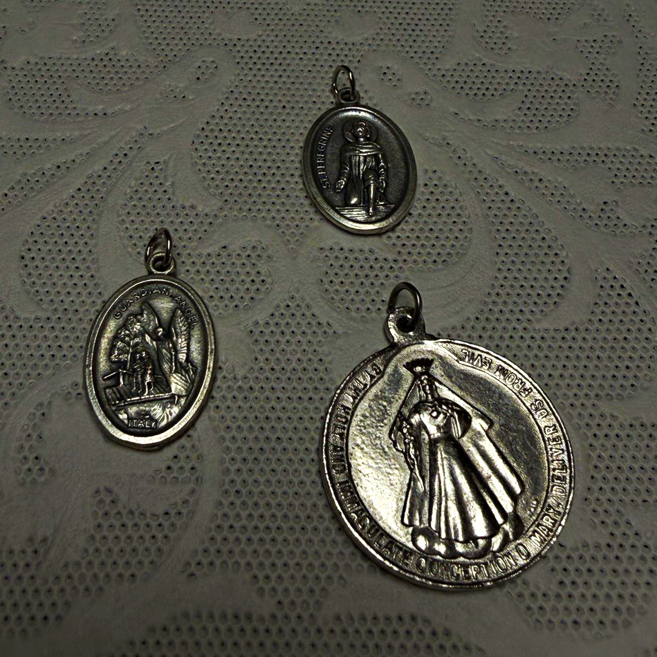 Vintage Italian Catholic Religious Medal Lot St Peregrine Guardian Angel St Jose Vintage Italian Catholic Religious Medal Lot St Peregrine Guardian Angel St Jose