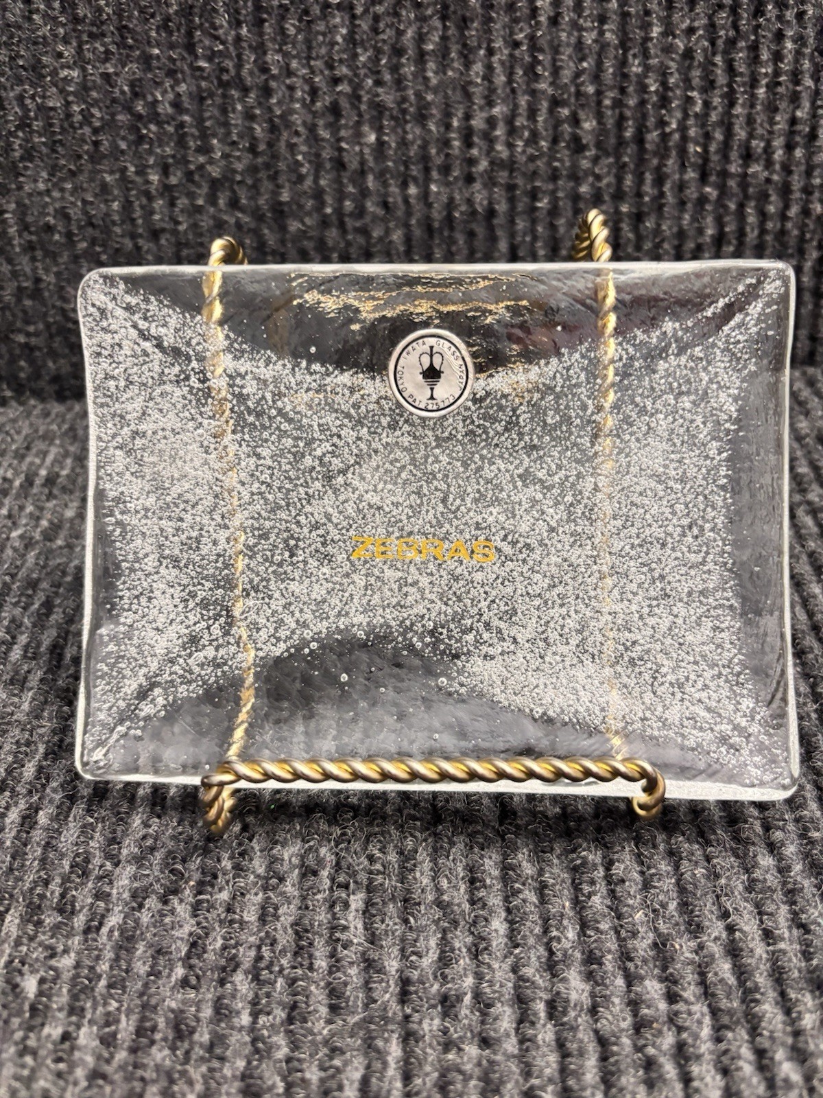 Vintage 1950s Iwata Glass Tokyo Hand Blown Controlled Bubble Dish with Box
