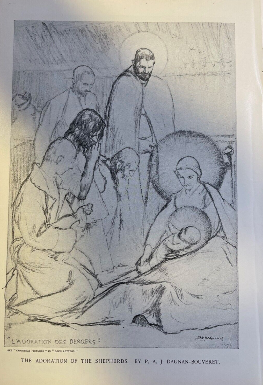 1894 Vintage Illustration Adoration of the Shepherds by Dagnan-Bouveret