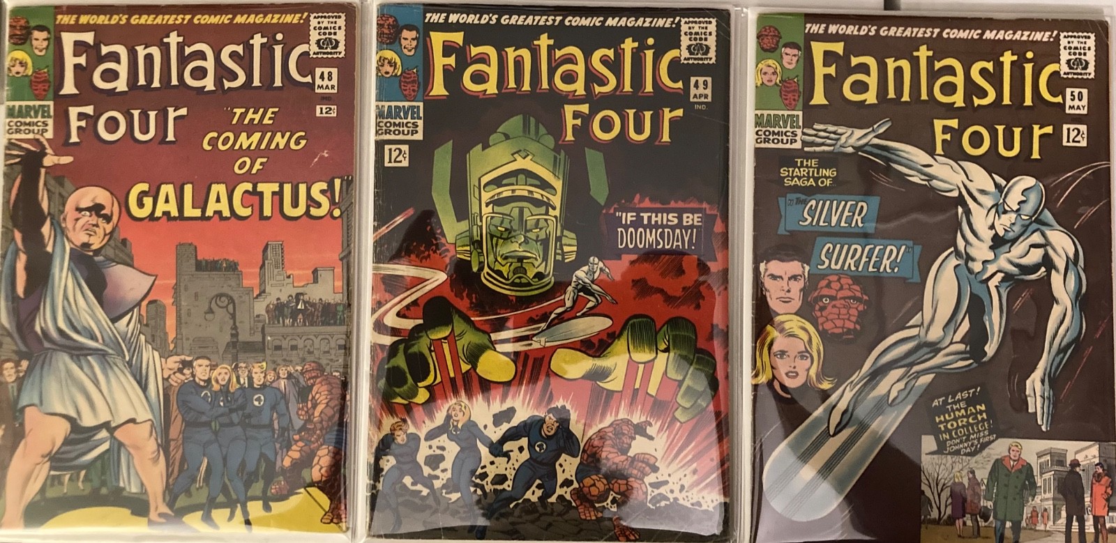 Fantastic Four #48 #49 #50 1966 Original Galactus Trilogy Silver Surfer Marvel Fantastic Four #48 #49 #50 1966 Original Galactus Trilogy Silver Surfer Marvel