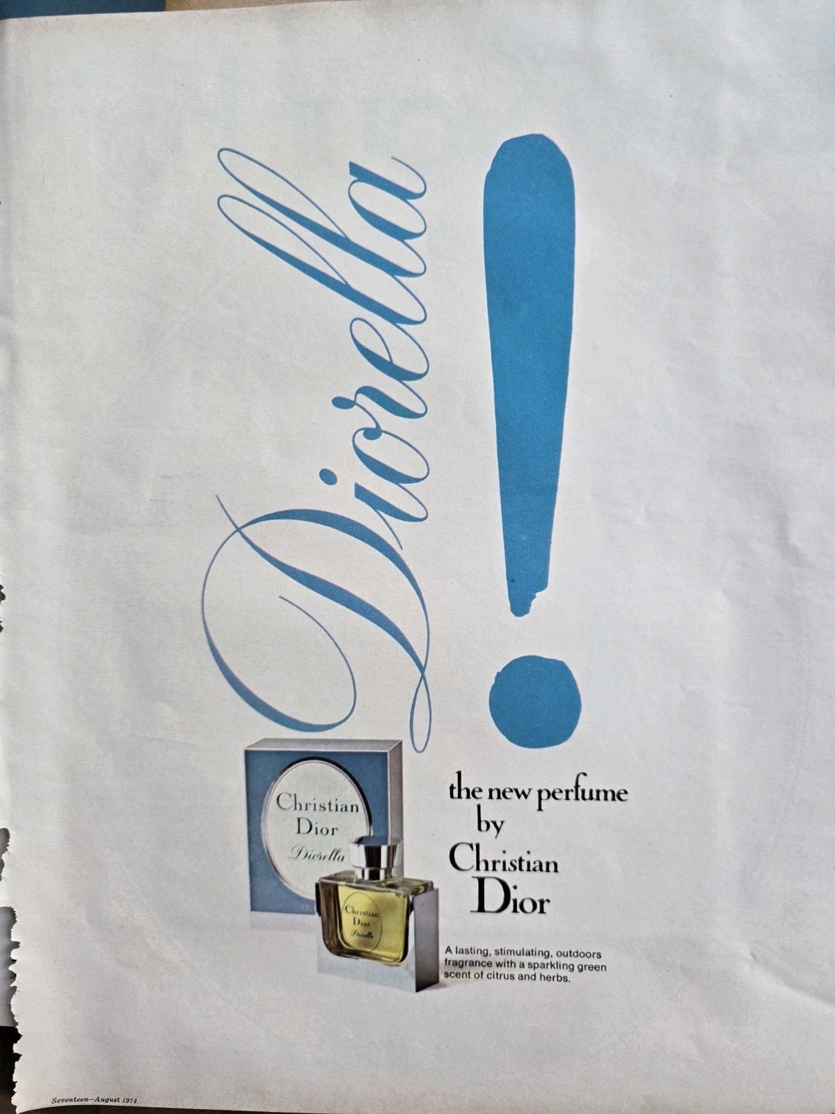 1973 Christian Dior Diorella perfume bottle vintage original fragrance Ad 1973 Christian Dior Diorella perfume bottle vintage original fragrance Ad