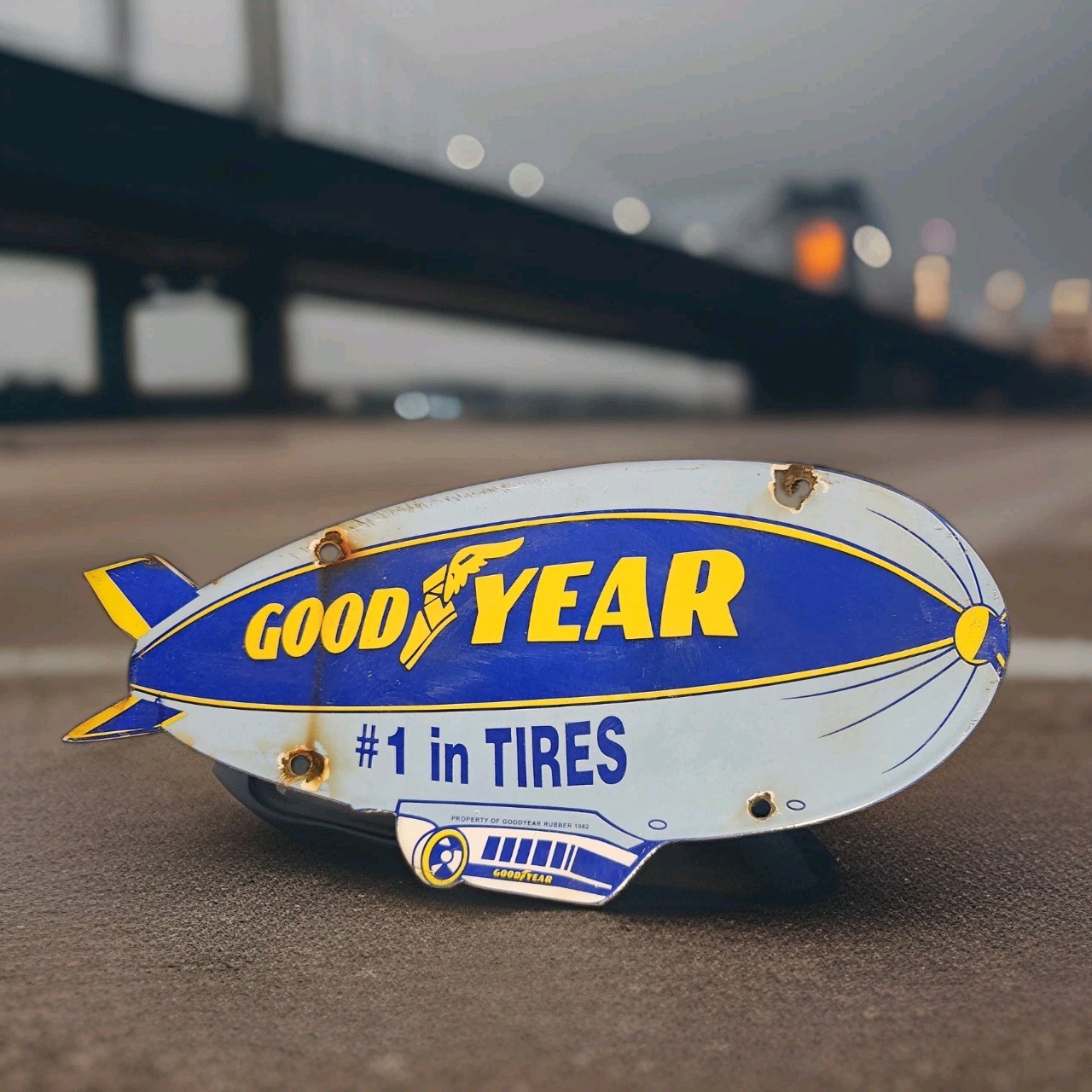 Vintage Goodyear Tires Porcelain Sign Michelin Firestone Bridgestone Gas Oil USA